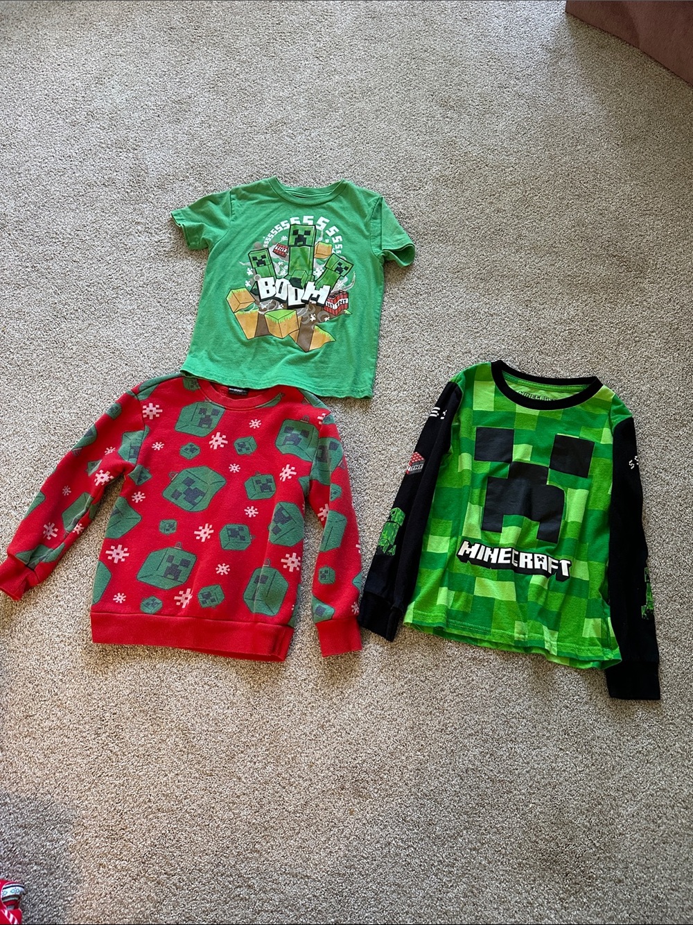 Minecraft Kids Green Creeper Long Sleeve & Tee Bundle/ sweatshirt size XS